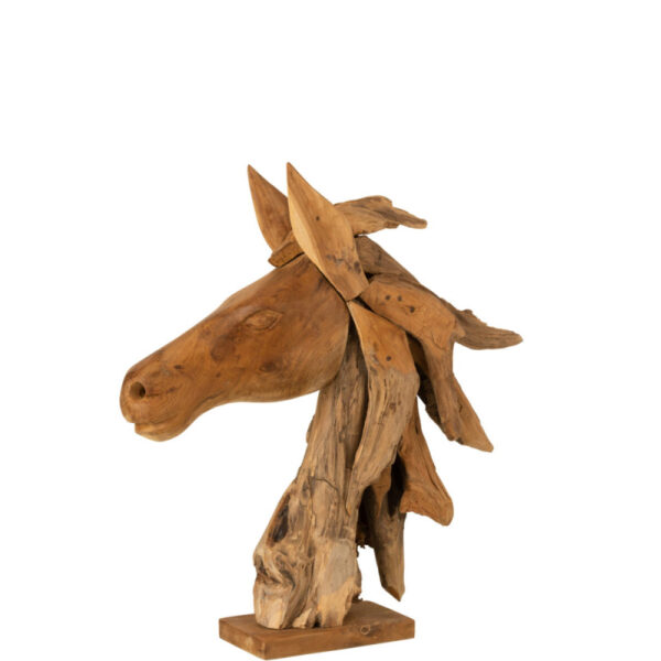 HORSE HEAD PIECES TEAK WOOD NATURAL