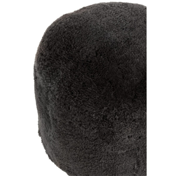 POUF ROUND SHEEPSKIN DARK GREY - Bilde 2