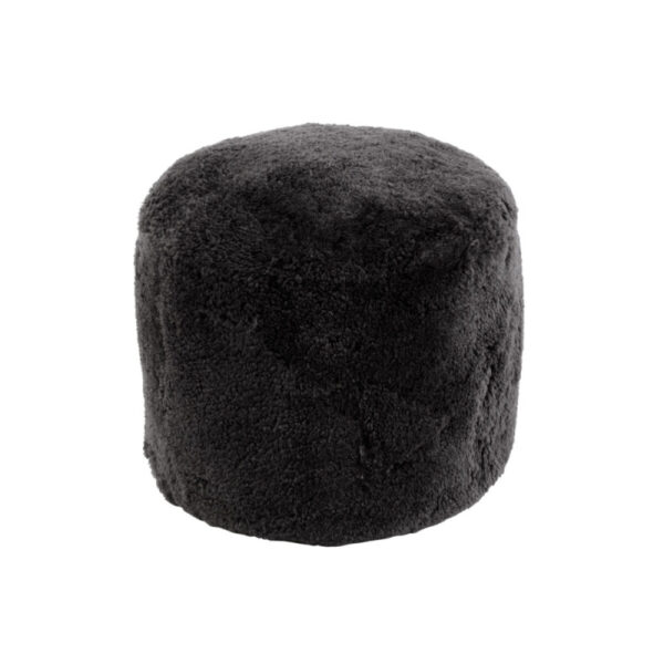 POUF ROUND SHEEPSKIN DARK GREY