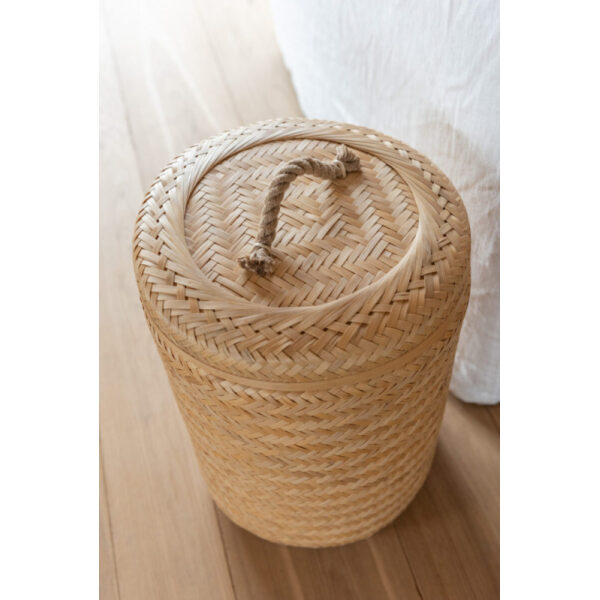 SET OF 2 STORAGE BASKETS ROUND BAMBOO NATURAL - Bilde 5