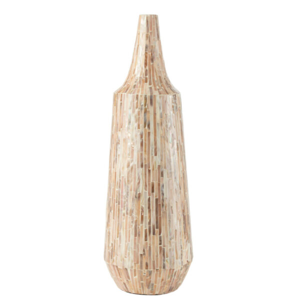 VASE NUYE BOTTLE SHELLS/PAPER BEIGE