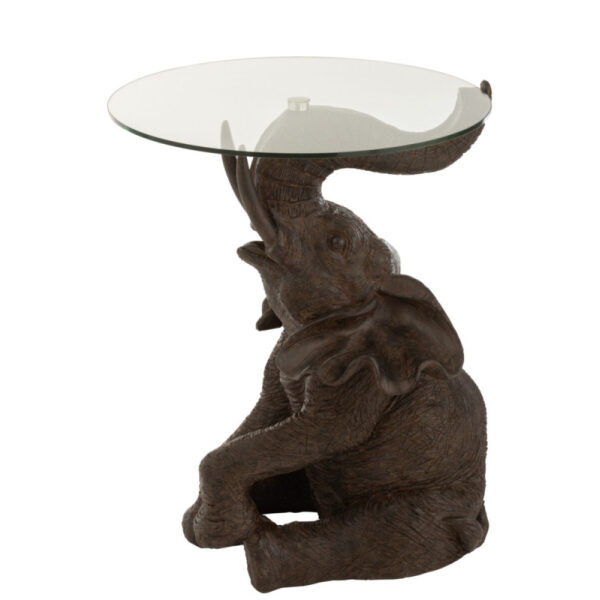 TABLE ELEPHANT POLY/GLASS DARK BROWN - Bilde 2