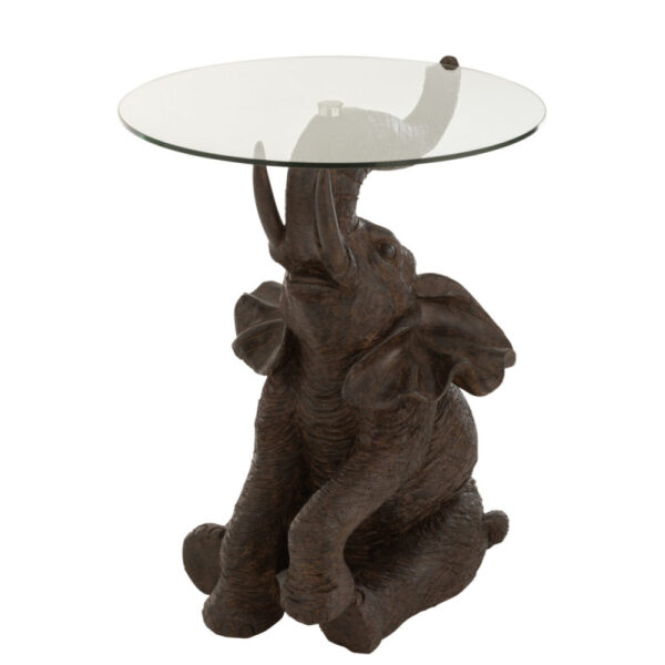 TABLE ELEPHANT POLY/GLASS DARK BROWN