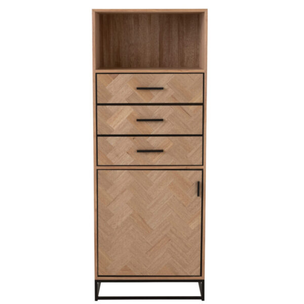 CUPBOARD HIGH 3 DRAWERS ZIGZAG WOOD/METAL NATURAL/BLACK - Bilde 2