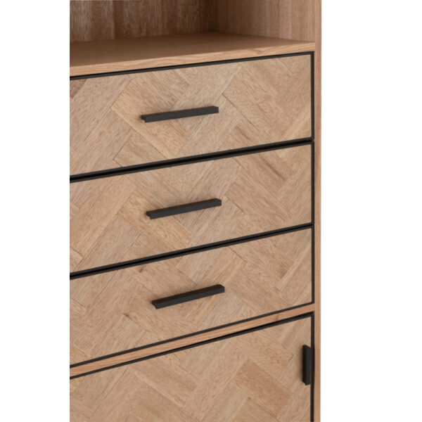 CUPBOARD HIGH 3 DRAWERS ZIGZAG WOOD/METAL NATURAL/BLACK - Bilde 6