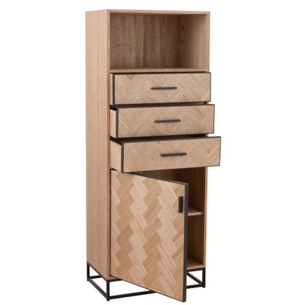 CUPBOARD HIGH 3 DRAWERS ZIGZAG WOOD/METAL NATURAL/BLACK - Bilde 8