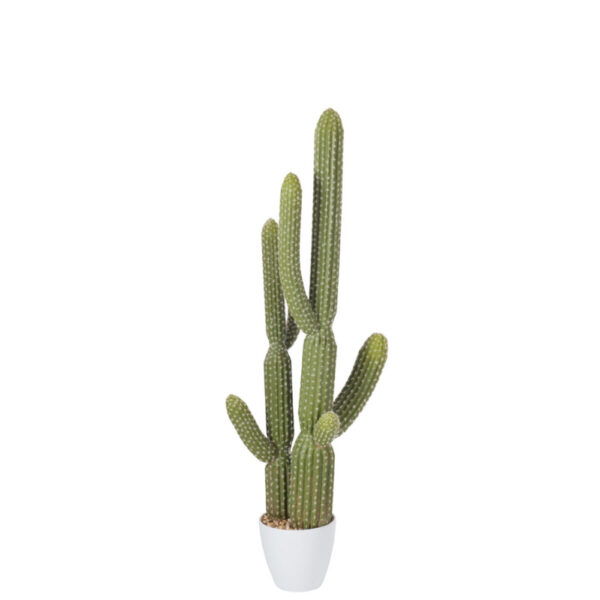 CACTUS+POT PLASTIC GREEN/MELAMINE WHITE LARGE