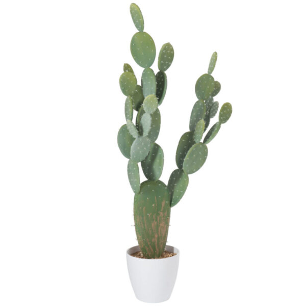 CACTUS+POT PLASTIC GREEN/MELAMINE WHITE XL