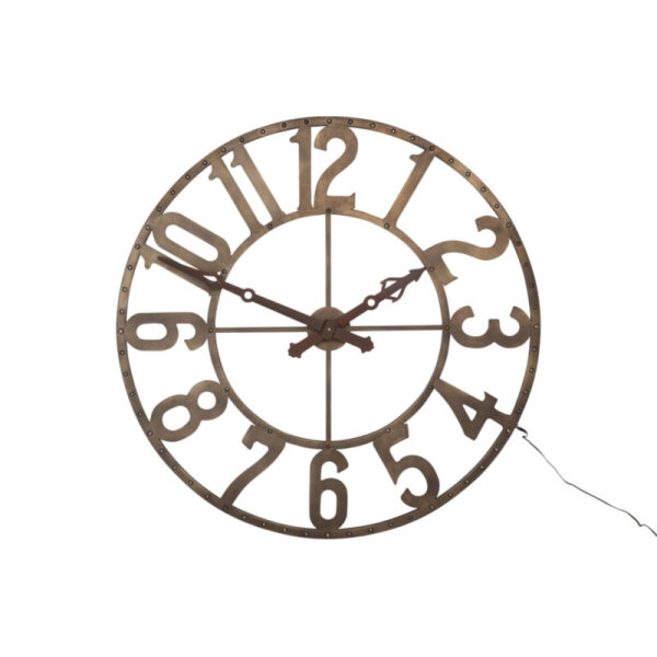 CLOCK ROMAN NUMERALS ROUND WROUGHT IRON BROWN SMALL