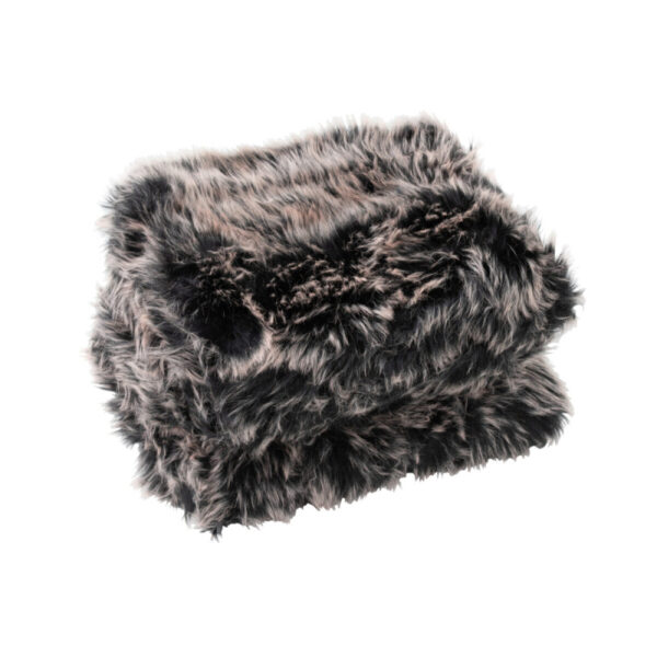 PLAID FAKE FUR LONG GREY/BLACK/WHITE - Bilde 2