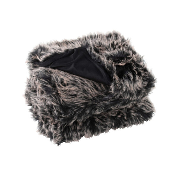 PLAID FAKE FUR LONG GREY/BLACK/WHITE - Bilde 3