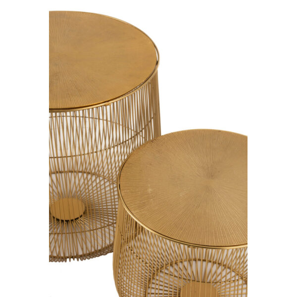 SET OF 2 SIDE TABLES BASKET METAL GOLD - Bilde 3