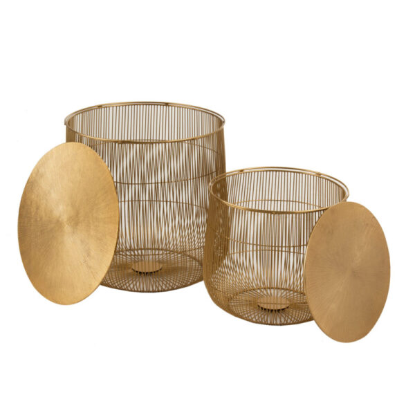 SET OF 2 SIDE TABLES BASKET METAL GOLD - Bilde 4