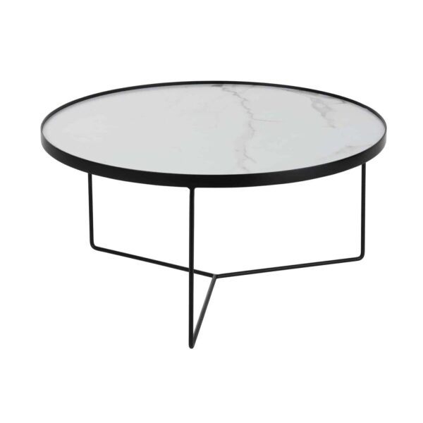 COFFEE TABLE ROUND MDF/IRON BLACK/WHITE MARBLED - Bilde 4