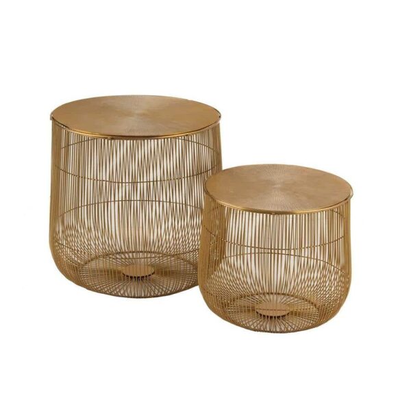 SET OF 2 SIDE TABLES BASKET METAL GOLD - Bilde 5