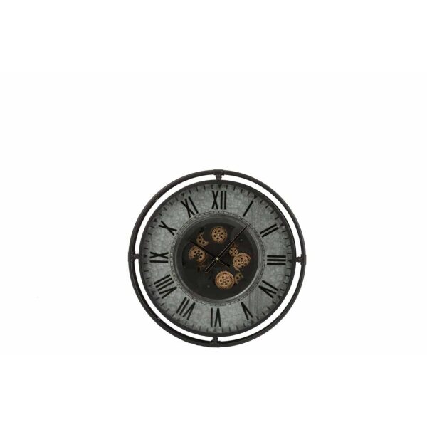 CLOCK METAL BORDER ROMAN NUMERALS METAL GREY/BLACK/GOLD SMALL - Bilde 3