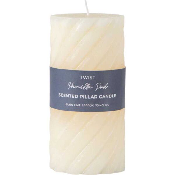 Vanilla Pillar Candle Twist Ivory (2pk) D75x150mm-