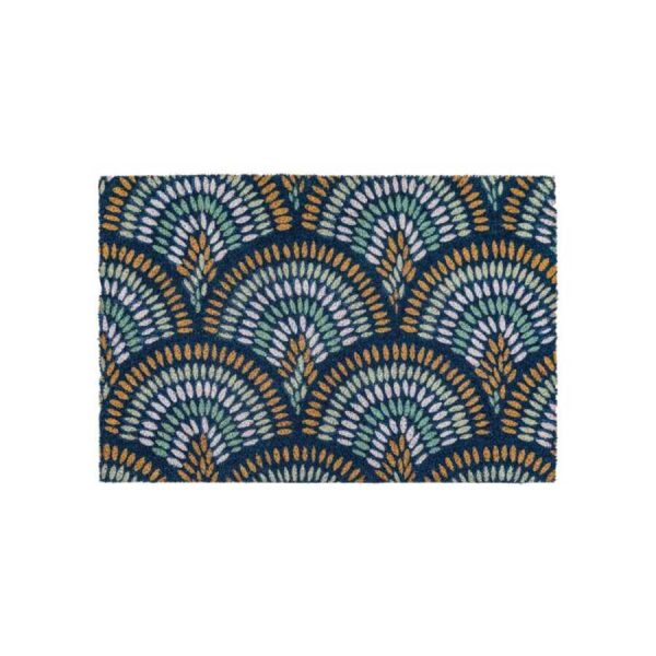 Ikat Navy Peacock Doormat 600x900mm-