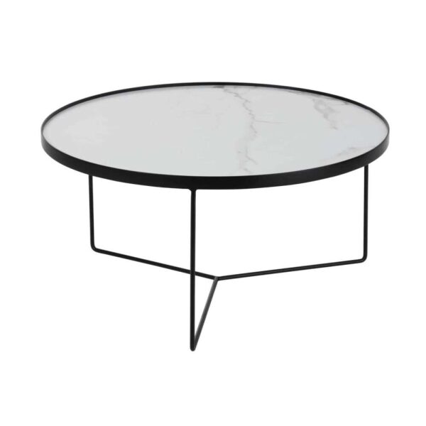 COFFEE TABLE ROUND MDF/IRON BLACK/WHITE MARBLED - Bilde 5