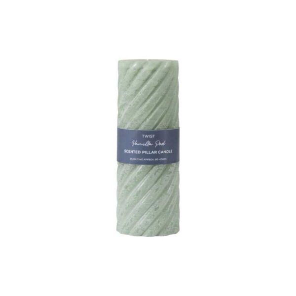 Vanilla Pillar Candle Twist Sage (2pk) D75x200mm-