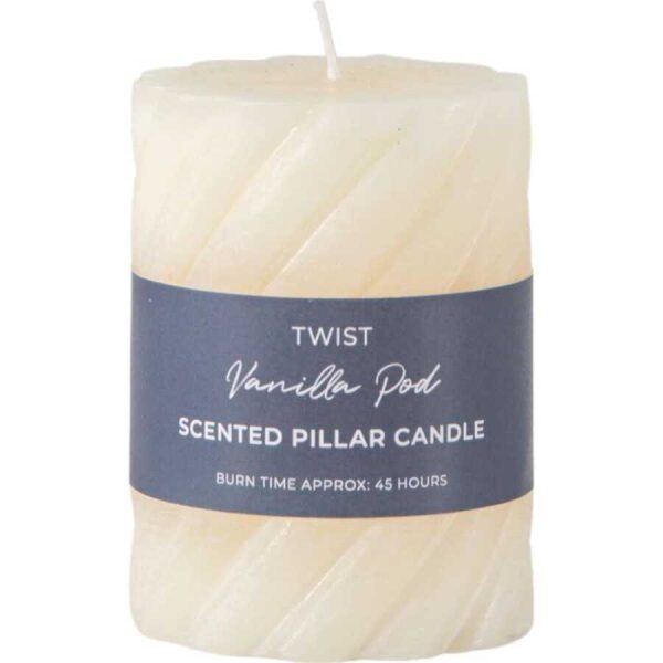 Vanilla Pillar Candle Twist Ivory (2pk) D75x100mm-