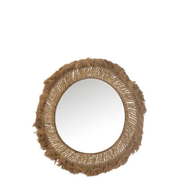 MIRROR ROUND BRAIDED GRASS NATURAL LARGE