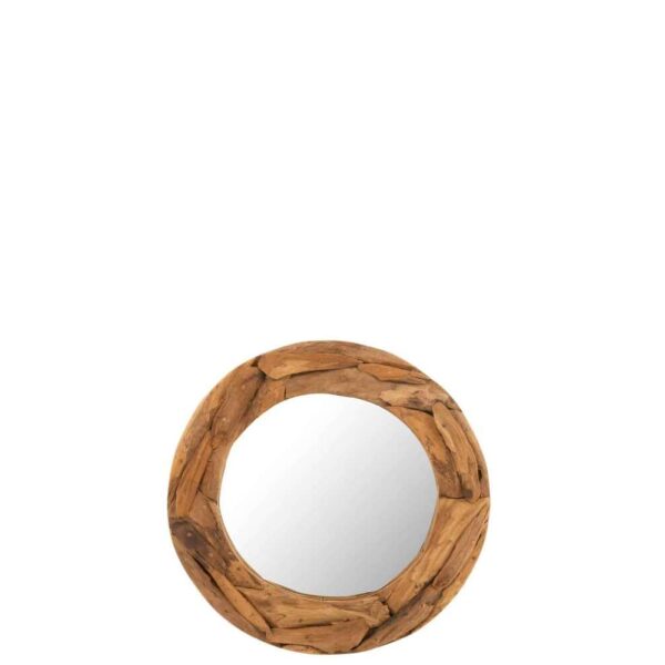 MIRROR ROUND PIECES TEAK WOOD NATURAL SMALL - Bilde 5