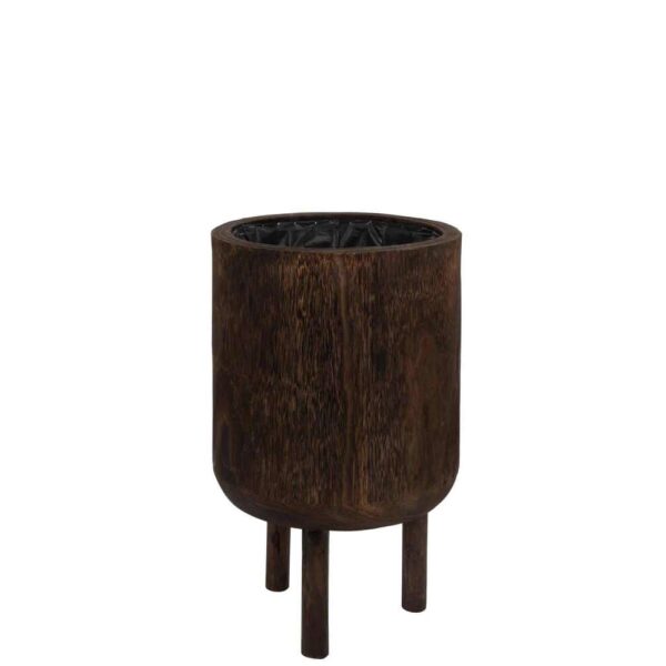 FLOWERPOT ON FOOT PAULOWNIA WOOD BROWN LARGE - Bilde 3