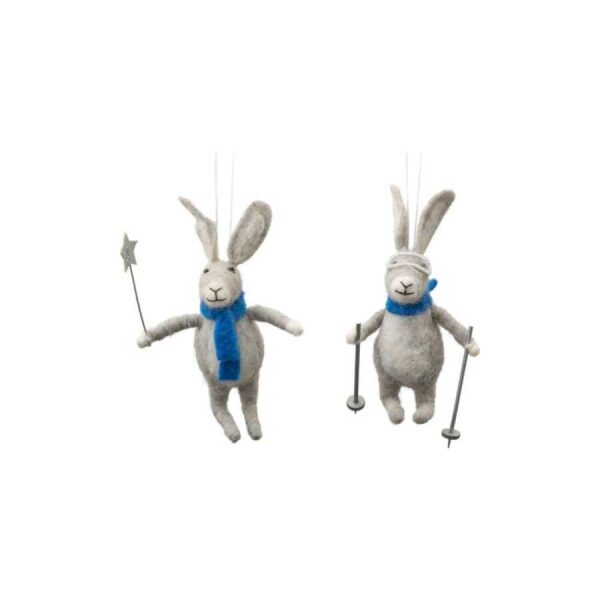 Skiing Hares Grey (Set of 2) 60x70x150mm-