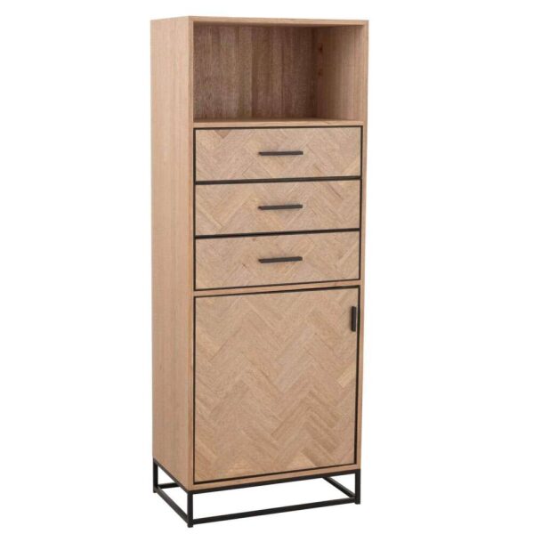 CUPBOARD HIGH 3 DRAWERS ZIGZAG WOOD/METAL NATURAL/BLACK - Bilde 10