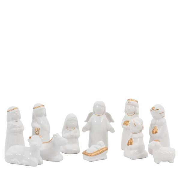 Nativity White & Gold (Set of 11) 130x300x110mm-