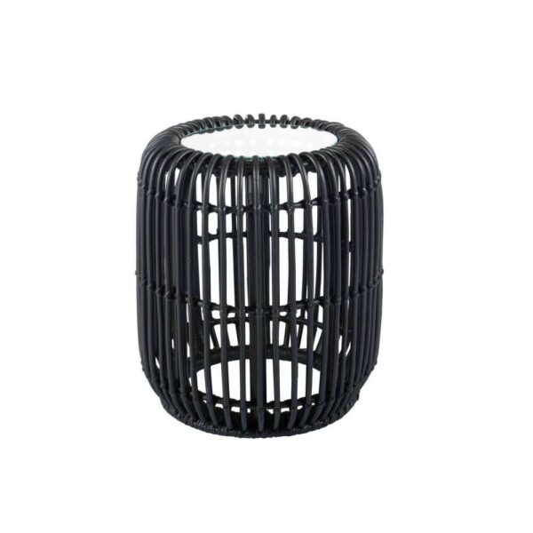 SIDE TABLE ROUND RATTAN/GLASS MAT BLACK - Bilde 5