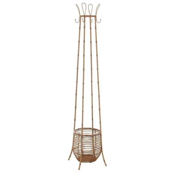 COAT RACK STANDING WITH BASKET RATTAN/METAL NATURAL