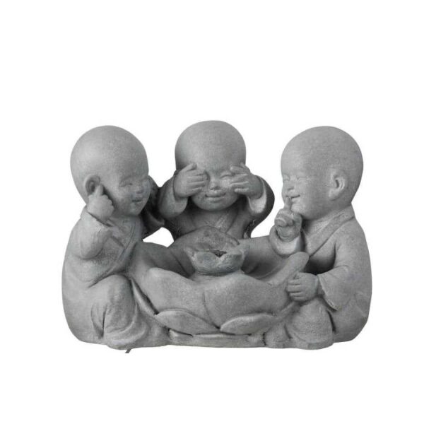 FOUNTAIN MONK SEE/HEAR/SPEAK NO EVIL POLY GREY - Bilde 3