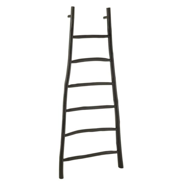 LADDER 6 STEPS TEAK WOOD BLACK - Bilde 2