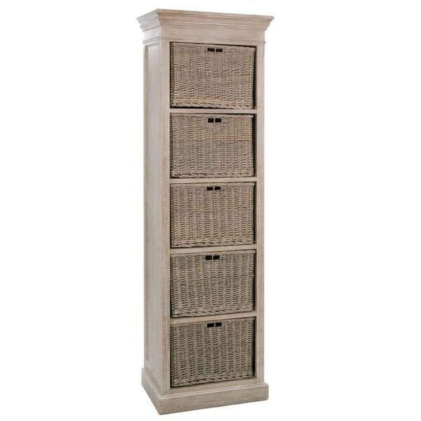 RACK + 5 BASKET WOOD NAT 59X40X194CM - Bilde 7