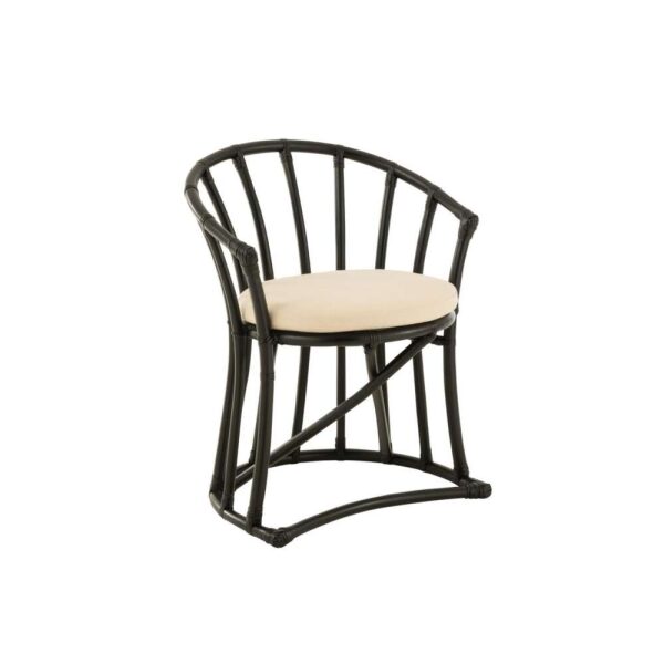 CHAIR+CUSHION RATTAN/TEXTILE BLACK/WHITE - Bilde 2