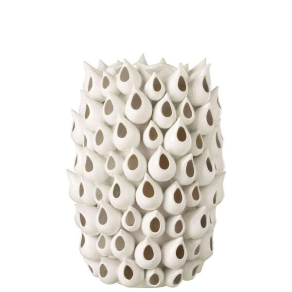 VASE ANEMONE HIGH EARTHENWARE WHITE LARGE - Bilde 5