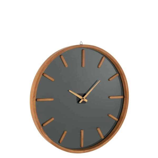 WALL CLOCK ROUND WOOD/GLASS BROWN/BLACK LARGE - Bilde 7