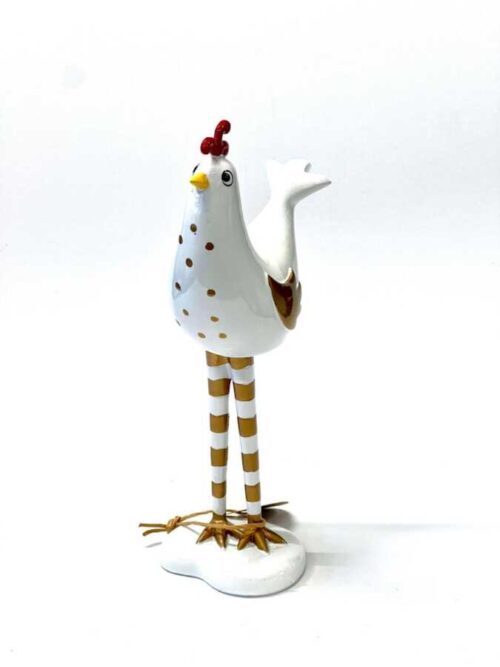 Vaglehane - hvit med gull