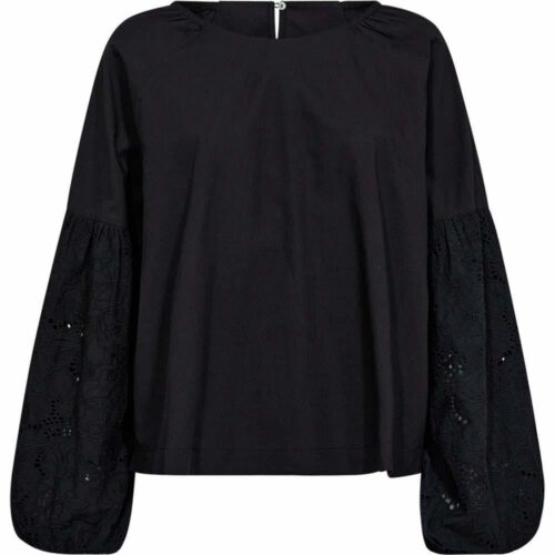 Depeche bluse med blondearm - Sylvie Blouse black