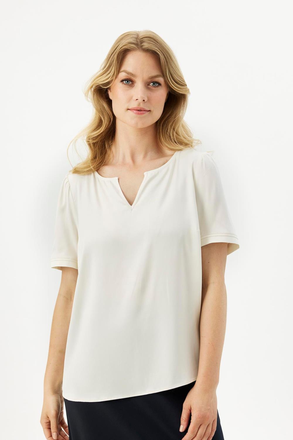 In Front bluse - Roza kremhvit