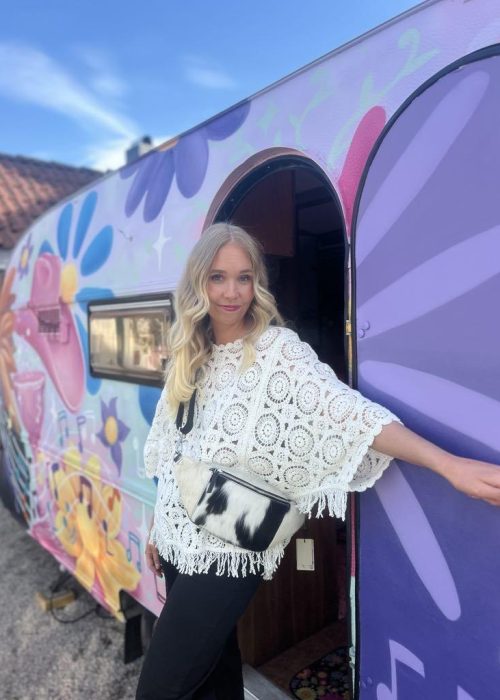 Heklet topp med frynser - hvit