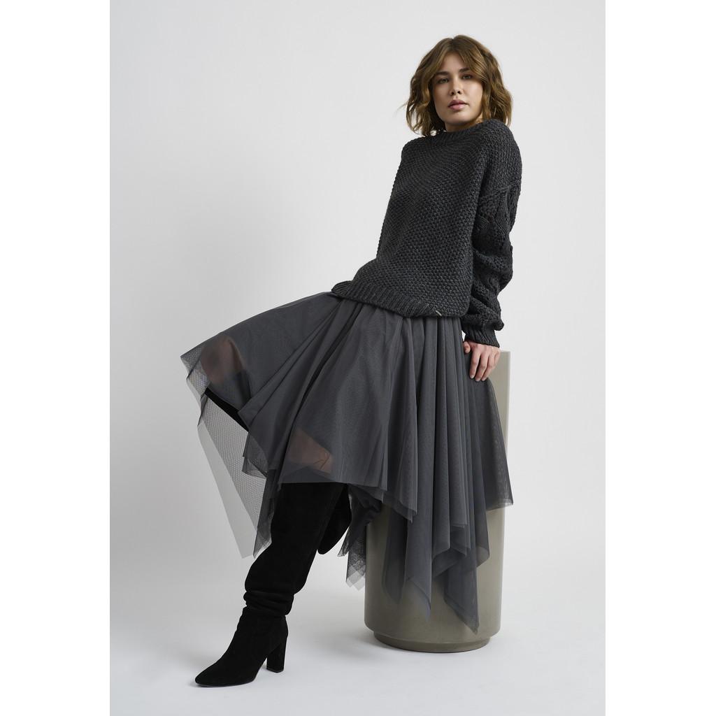 Elton chiffon-skjørt - Tulle forrest green