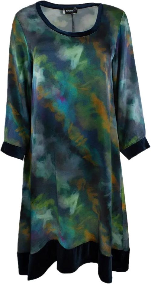 Boheme kjole - petrol print - oliven print - Bilde 2