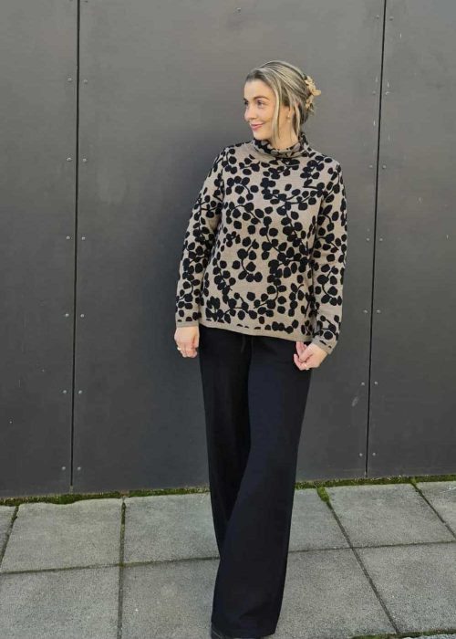 Finstrikket bukse - Nina petrol/ svart