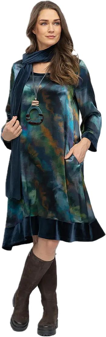 Boheme kjole - petrol print - oliven print