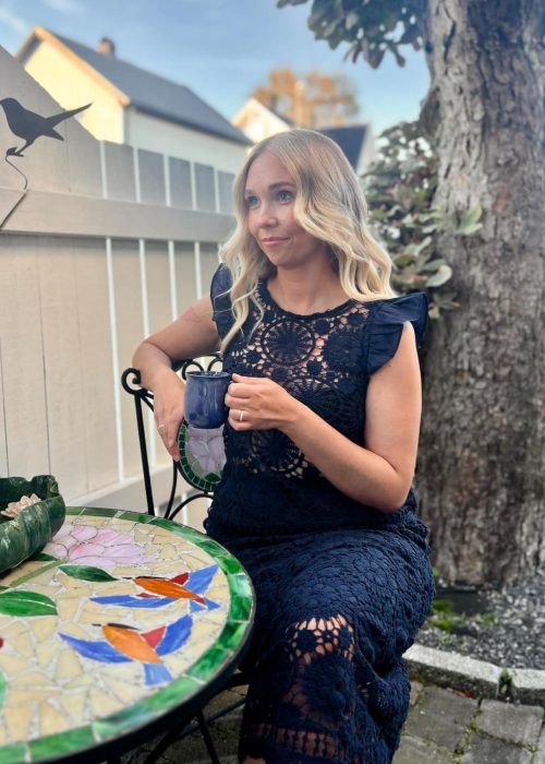 In Front heklet topp - blå