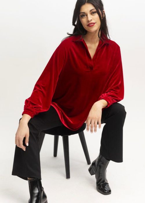 Boheme bluse - rød fløyel