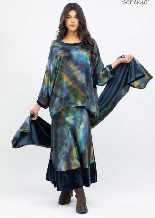 Boheme skjørt - petrol- oliven